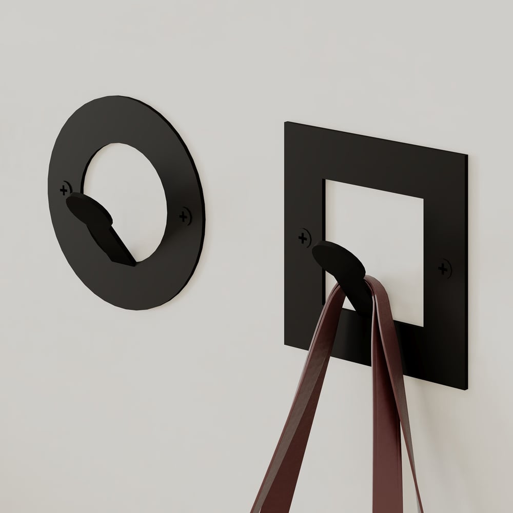 Decortie Kaly Black Metal Round and Square Wall Hook 5 Pack Image 3