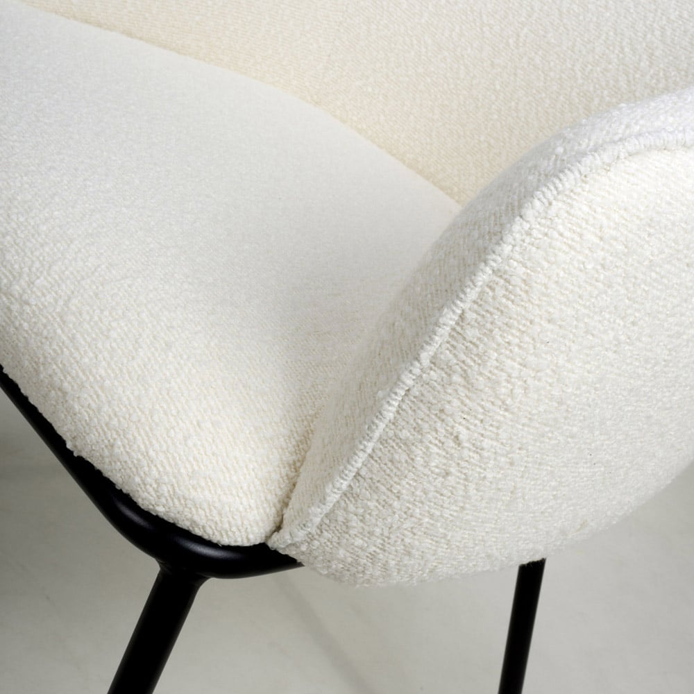 Shankar Lola Set of 2 White Boucle Dining Chair Image 7