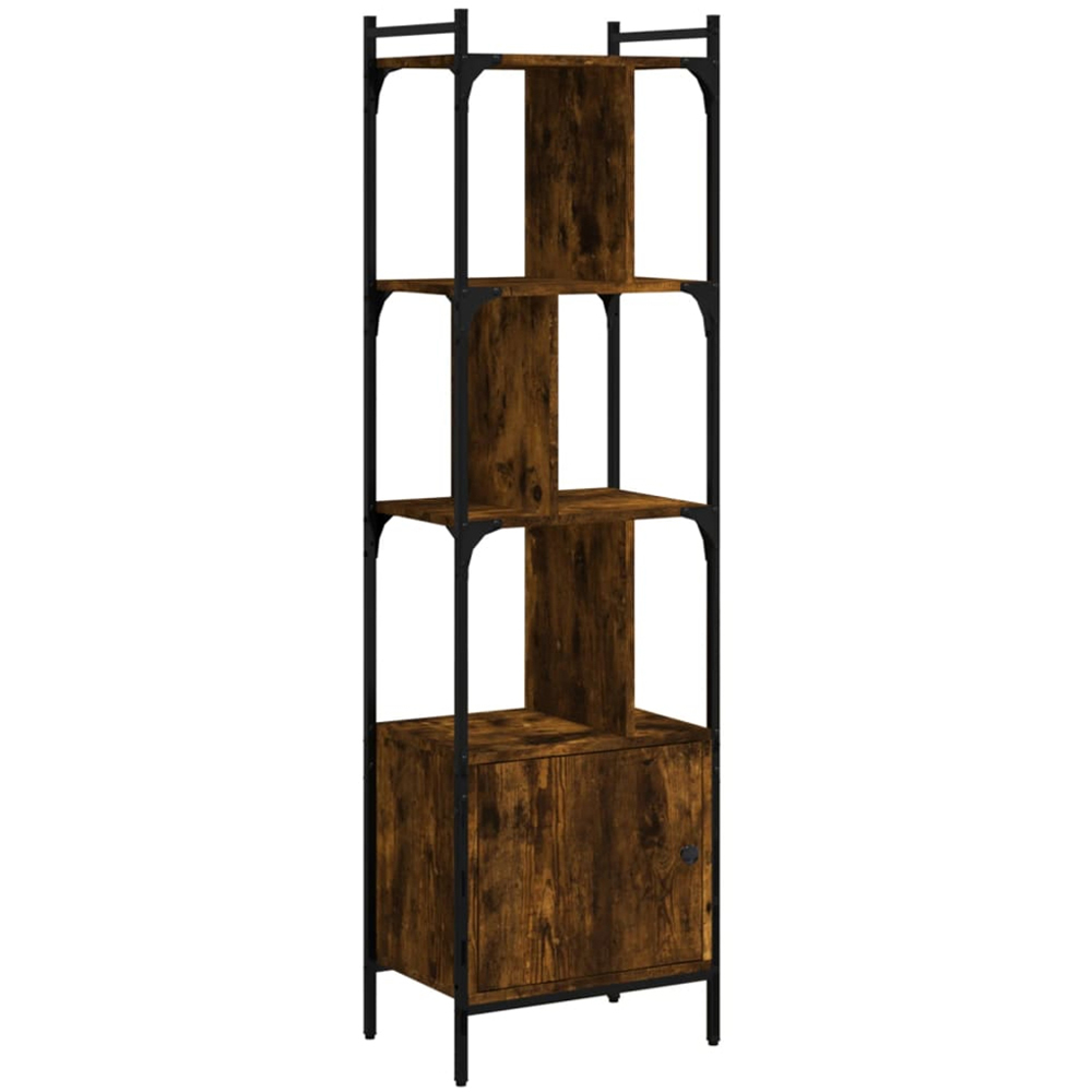 vidaXL Single Door 3 Shelf Smoked Oak Bookcase Image 2