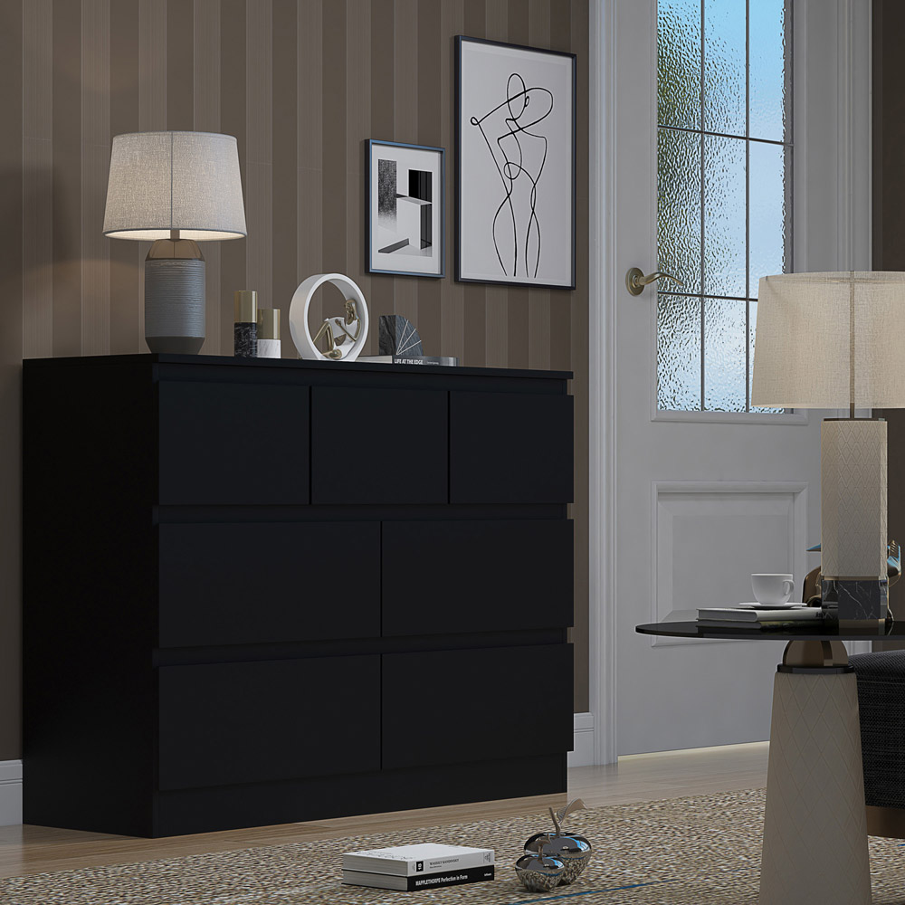 FWStyle Stora Merchant 7 Drawer Matt Black Chest of Drawers Image 5