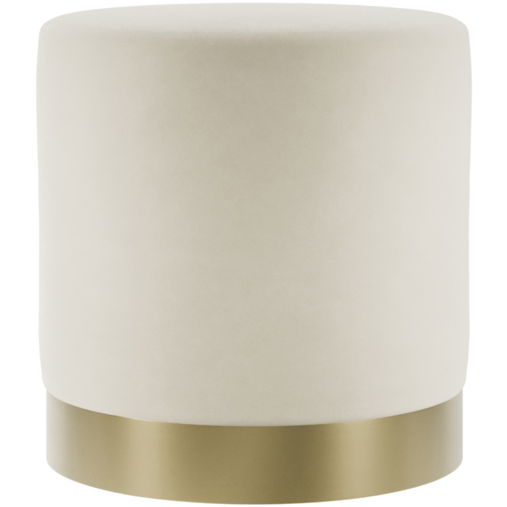 Lara Cream Velvet and Brushed Gold Small Pouffe Image 2