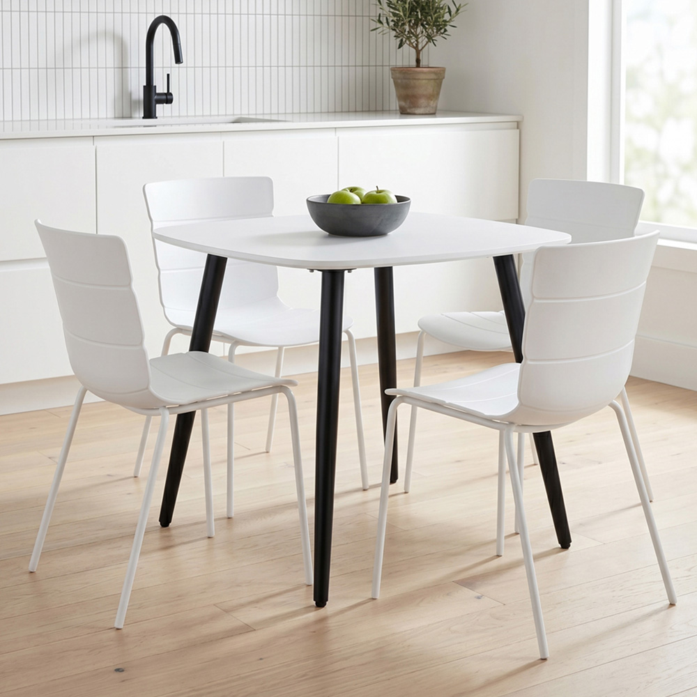 Core Products Aspen Bali 4 Seater Plastic Square Dining Set White Image 1