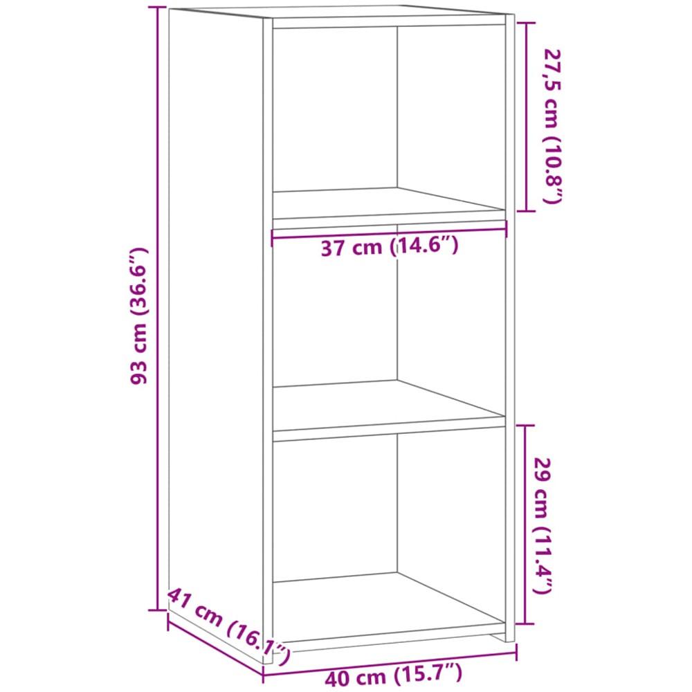 vidaXL 3 Open Shelf Brown Oak Sideboard Image 9