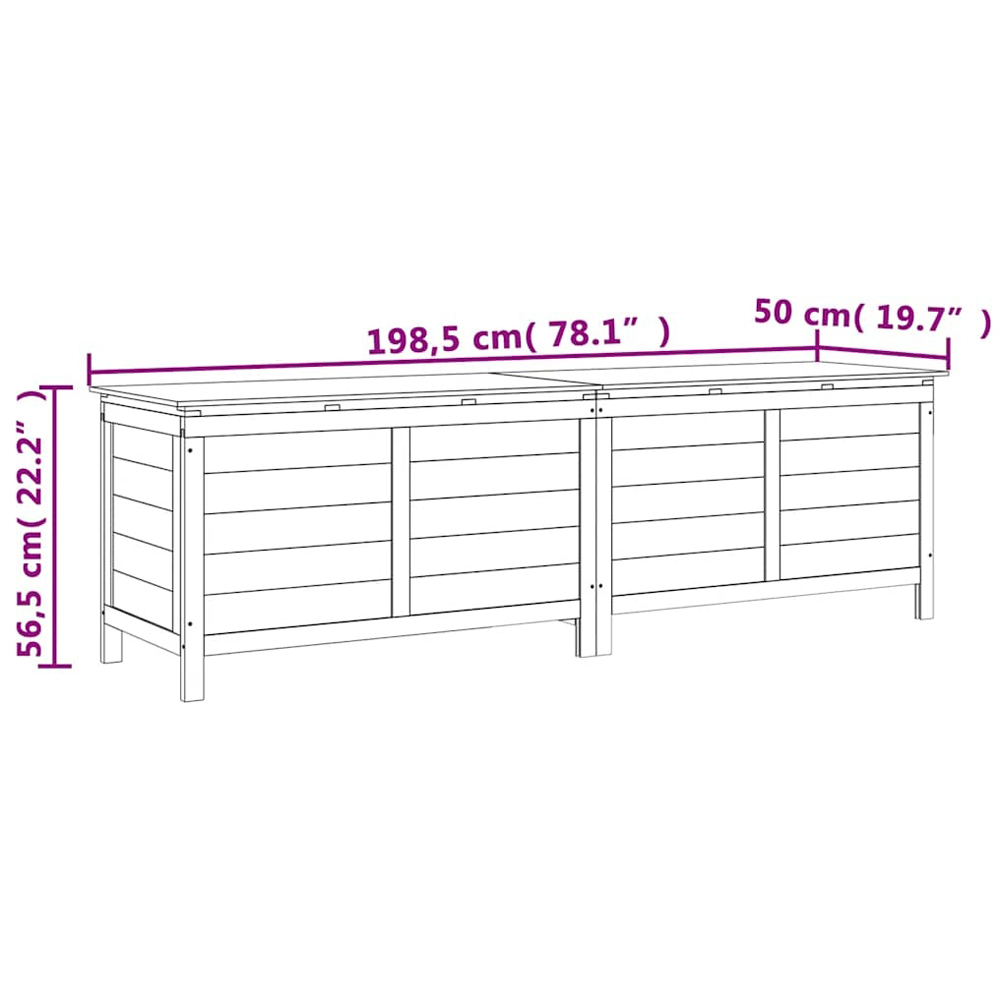 Walplus Solid Fir Wood Slatted Garden Storage Box 56.5 x 198.5 x 50cm Image 8