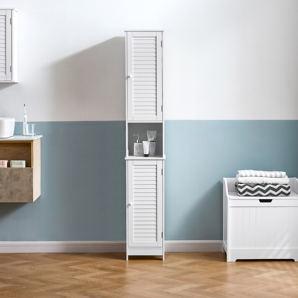 BATH VIDA Liano 2 Door White Tall Floor Cabinet Image 3