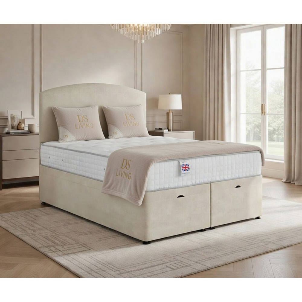 DS Living Opulence Double Cream Velvet Upholstered Ottoman Bed Image 7