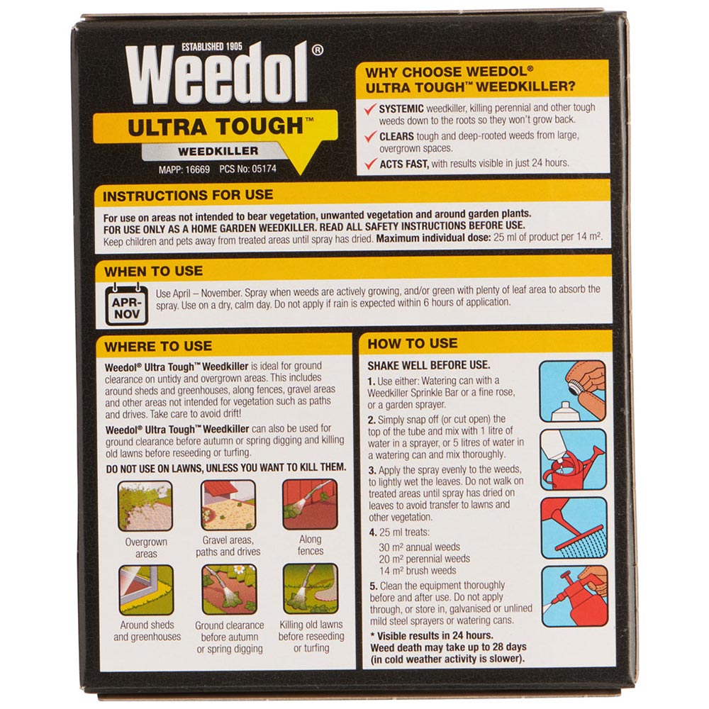 Weedol Ultra Tough Weedkiller Tubes 200ml 6 Pack Image 3
