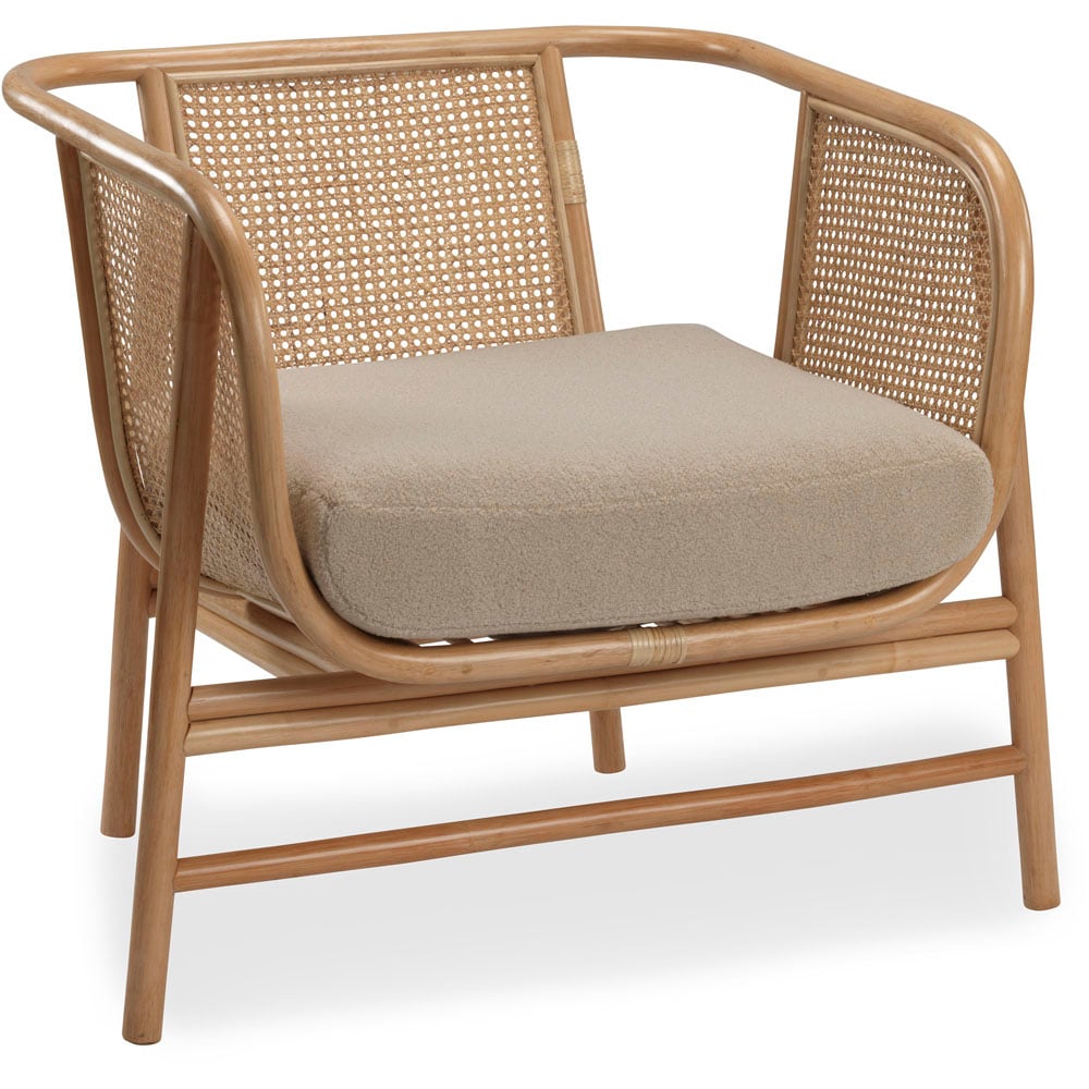 Desser Seoul Cream Boucle Latte Rattan Chair Image 2