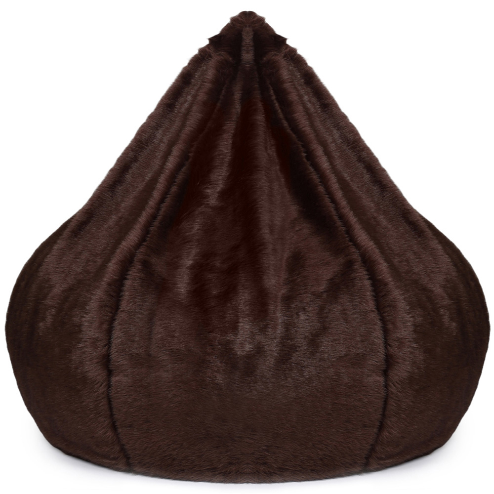 Kaikoo Areya Chocolate Brown Faux Fur XL Drum Footstool Image 2