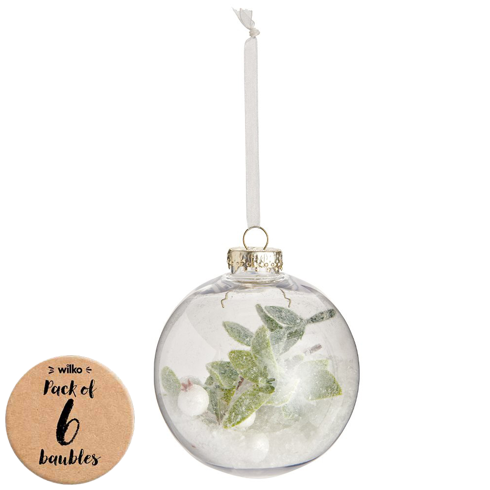 Wilko 6 Pack Frost Encapsulated Snowy Bauble Image 1