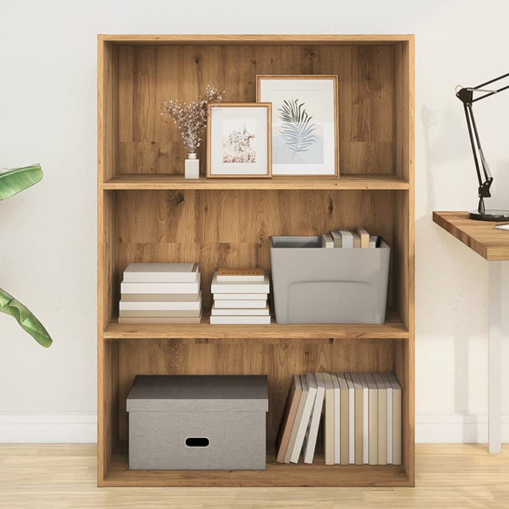 vidaXL 3 Shelf Artisan Oak Bookcase Image 1