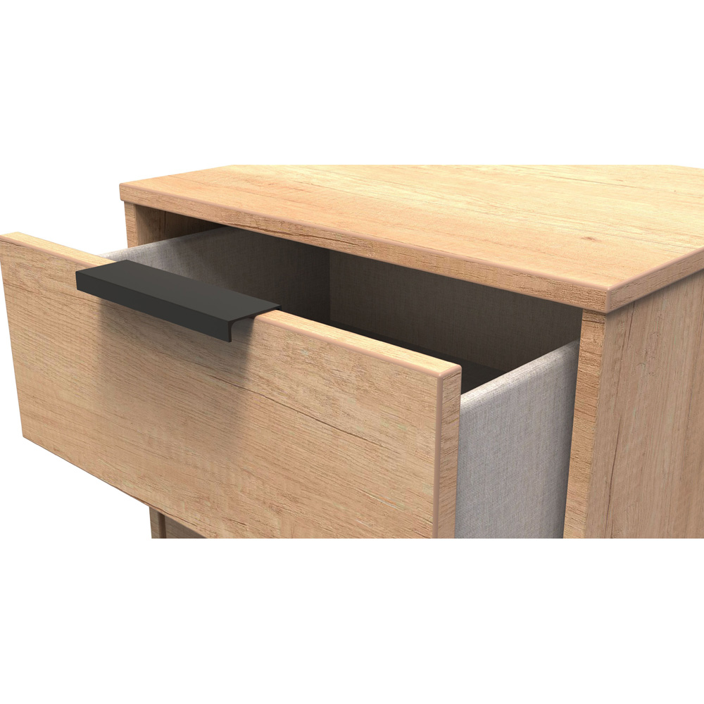 Crowndale Hong Kong 5 Drawer Nebraska Oak Tall Bedside Cabinet Ready Assembled Image 6