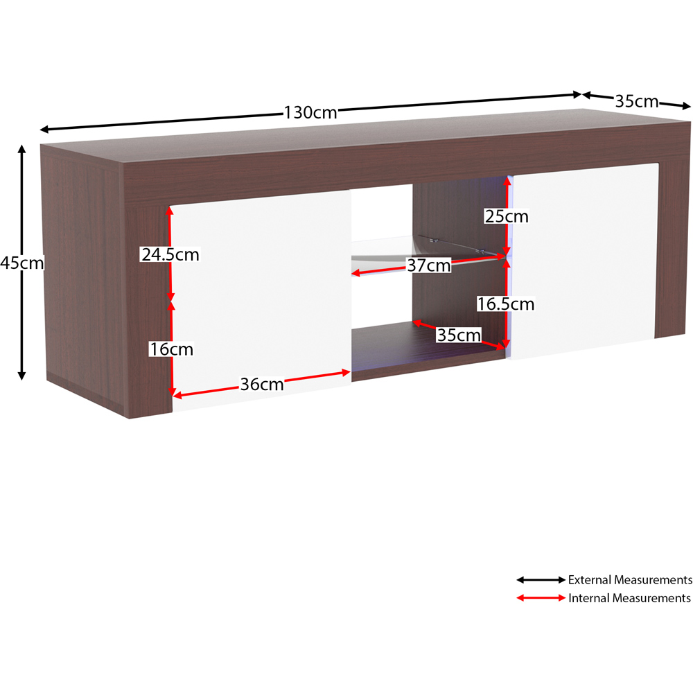 Vida Designs Eclipse 2 Door 2 Shelf Walnut and White TV Unit with LED Image 3