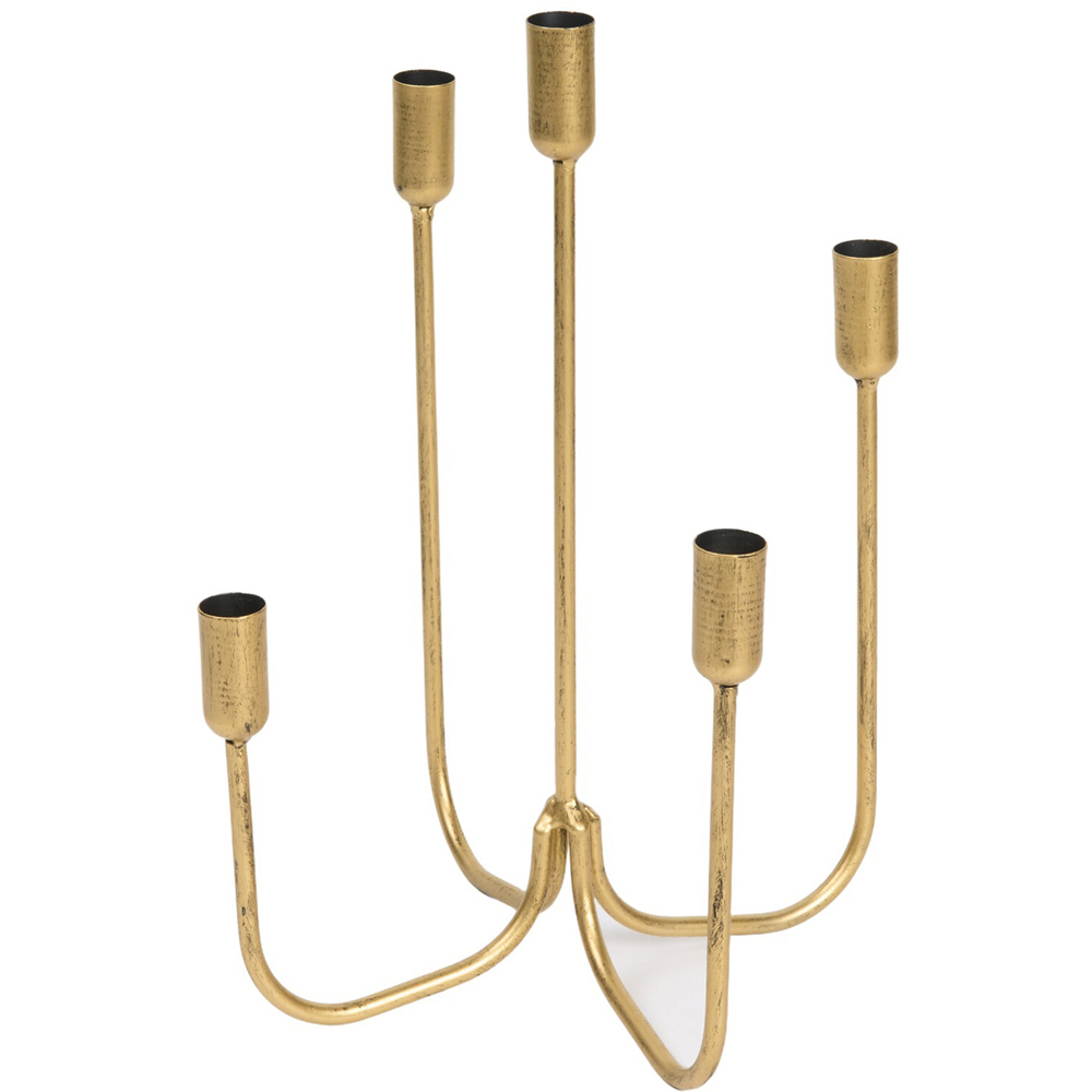 Metal Candelabra Brushed Gold Image 4