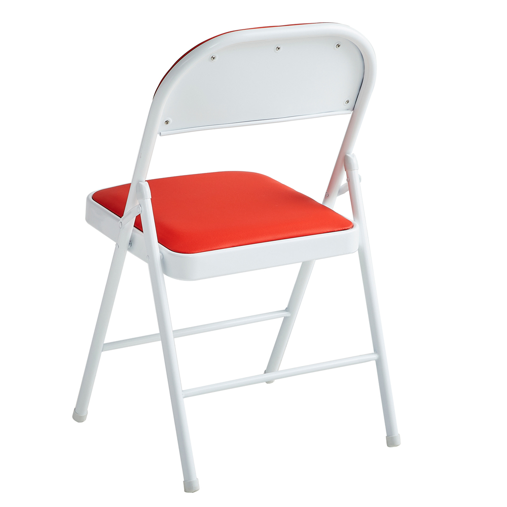 Set of 4 Red Padded Folding Metal Dining Chairs Image 5