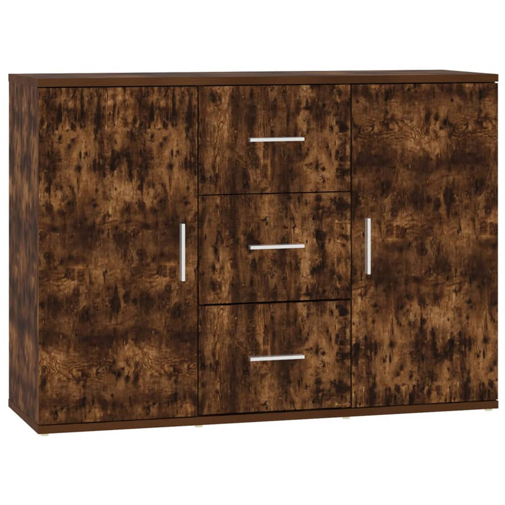 vidaXL 2 Door 3 Drawer Smoked Oak Sideboard Image 2
