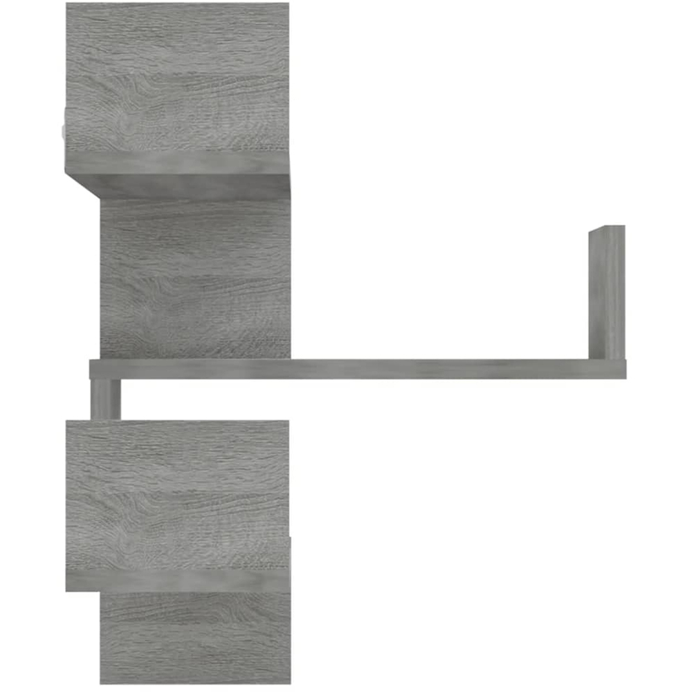 vidaXL 3 Shelf Grey Sonoma Floating Corner Wall Shelf Image 2