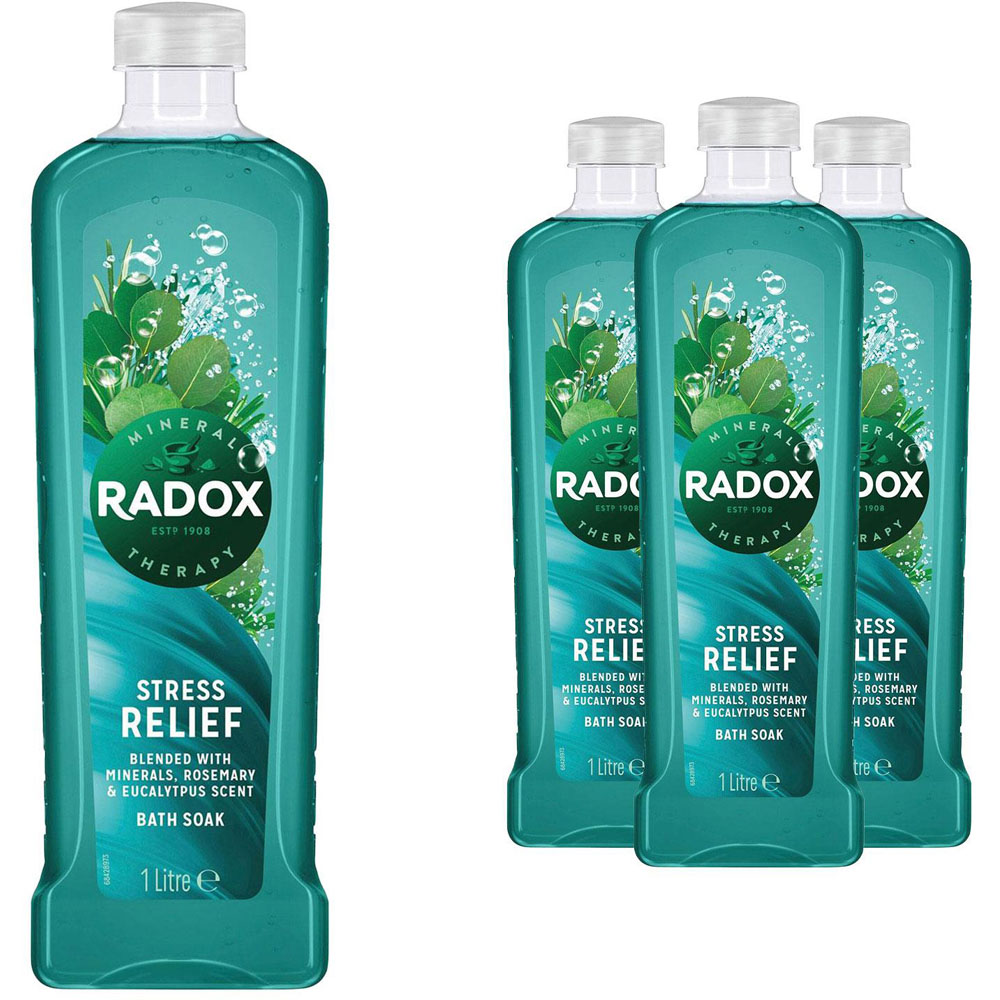 Radox Mineral Therapy Rosemary and Eucalyptus Scent Stress Relief Bath Soak 1L 4 Pack Image 1