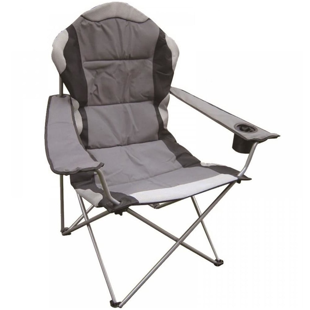 Gr8 Garden Deluxe Grey and Black Folding Camping Chair Image 1