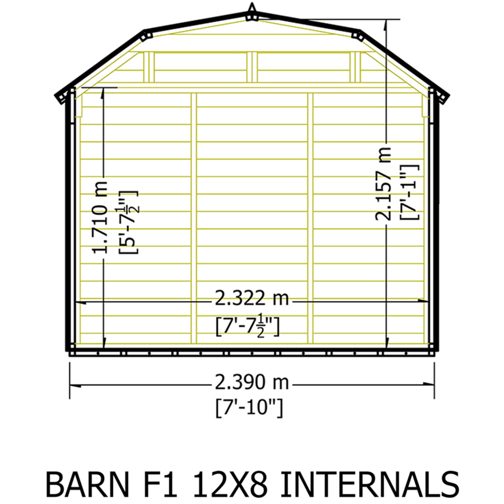 Shire Barn 12 x 8ft Double Door Shiplap Apex Garden Shed Image 6