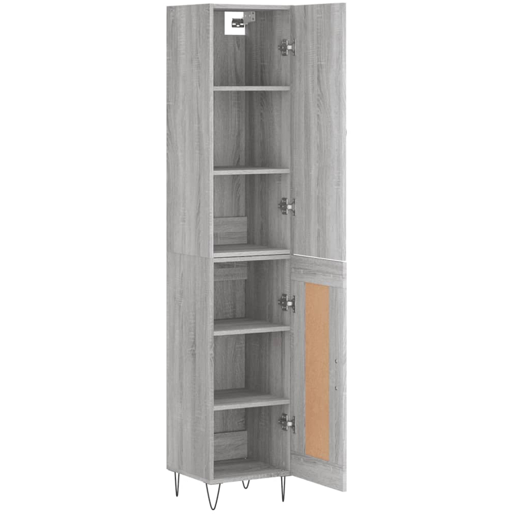 vidaXL 2 Door Grey Sonoma Tall Highboard with Metal Legs Image 4