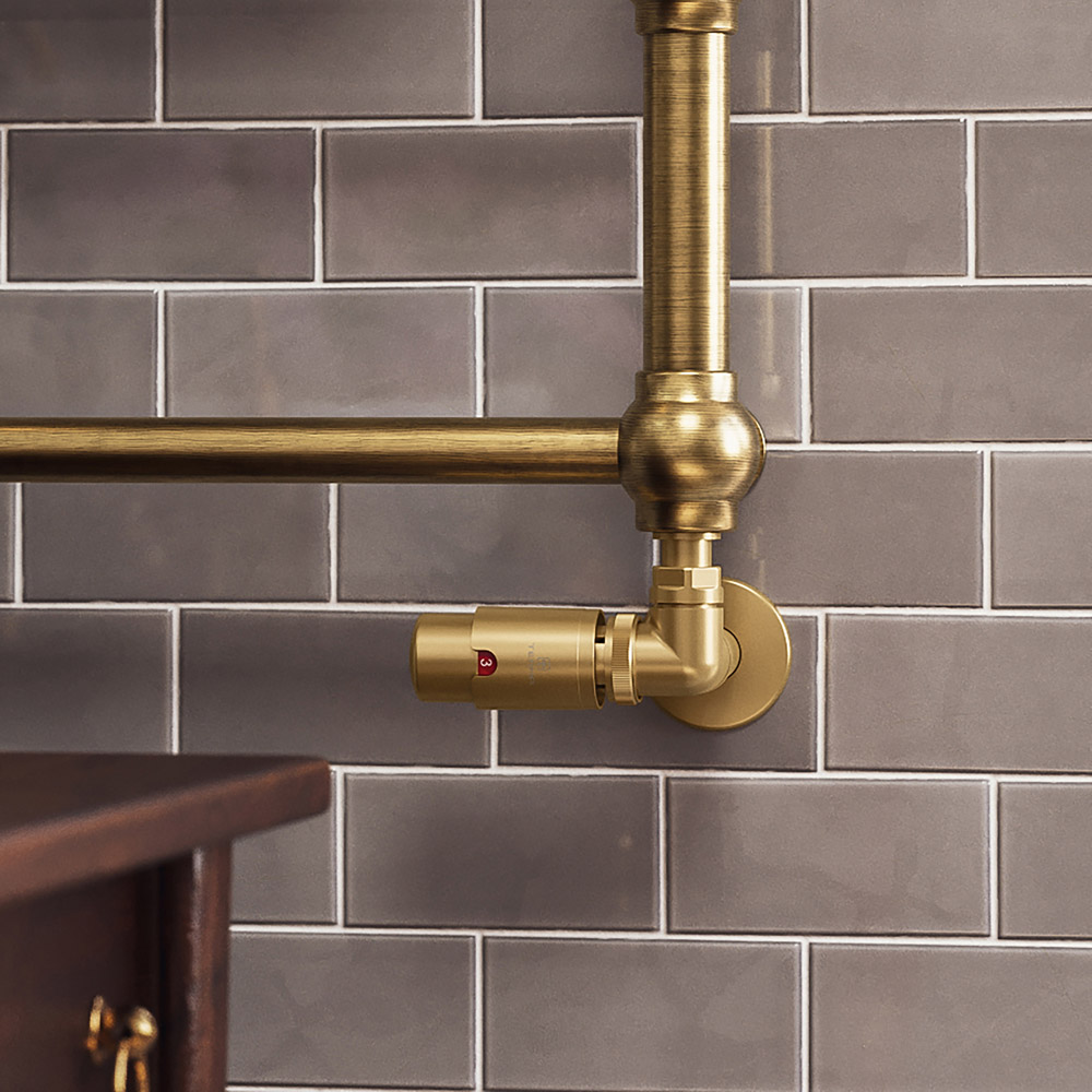 Terma Vario Brass Right Sided Vision 3 Axis Thermostatic Radiator Valve Set Image 4