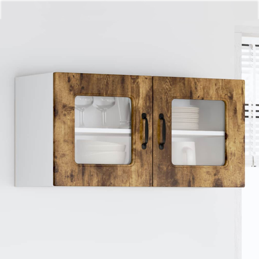 vidaXL Kalmar 2 Door Smoked Oak Wall Kitchen Cabinet Image 1