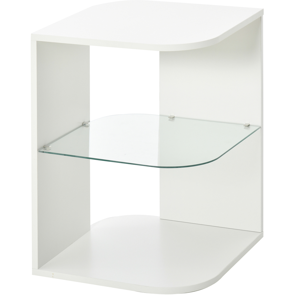 Portland Modern White Three Layer Bedside Table Image 2