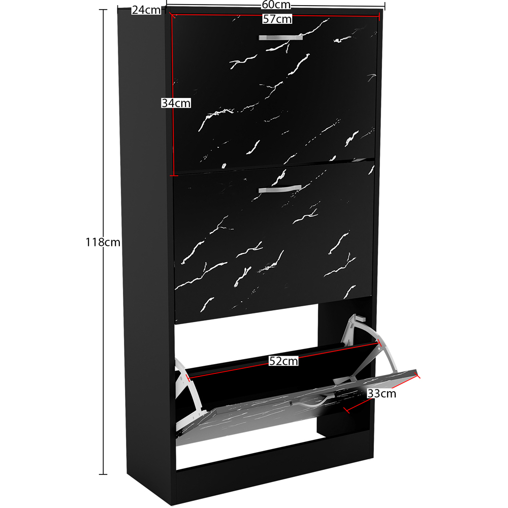 Vida Designs 3 Drawer Black Marble Shoe Cabinet Image 7