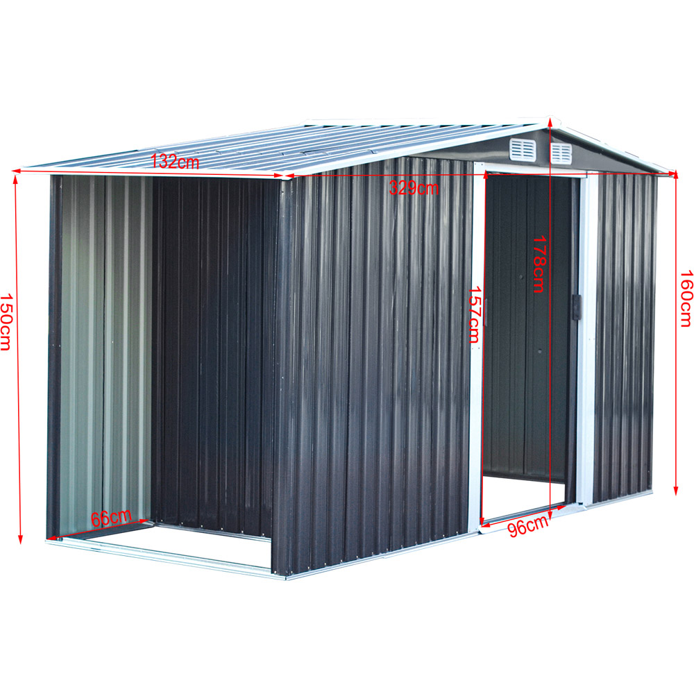 Living and Home 4 x 8ft Anthracite Metal Apex Garden Storage Shed with Log Storage Image 8