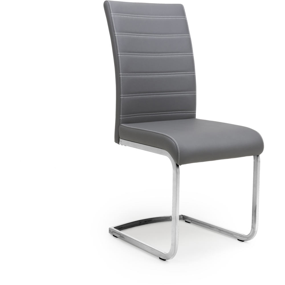 Callisto Set of 2 Grey Leather Effect Dining Chair Image 2