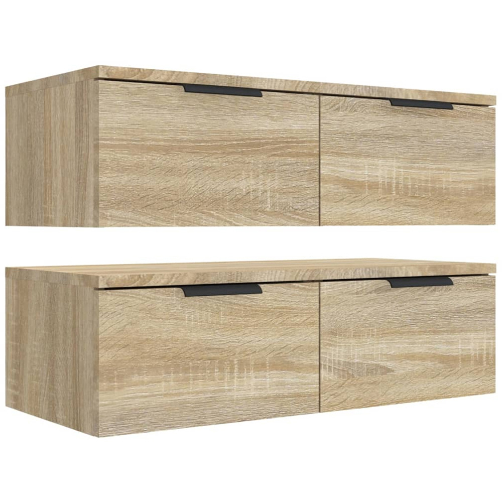 vidaXL 2 Drawer Sonoma Oak Wall Cabinet Set of 2 Image 5