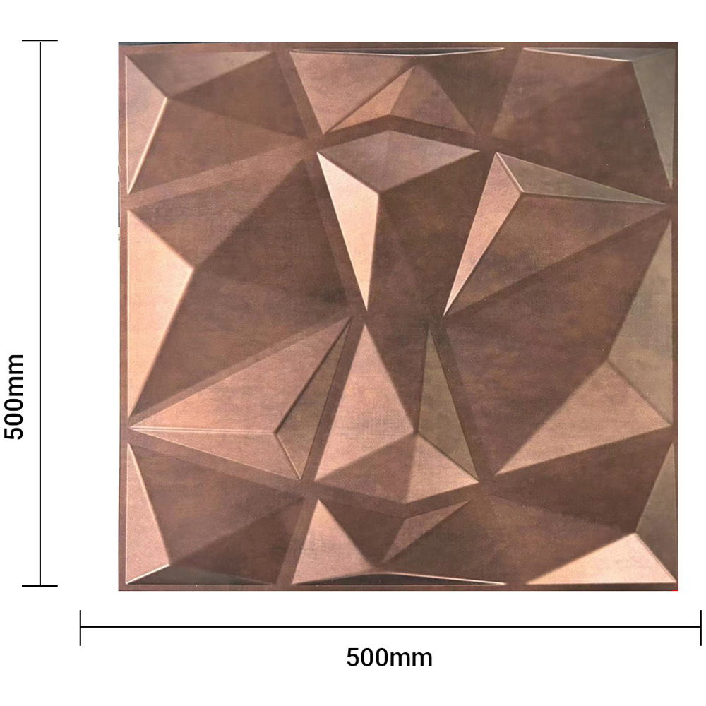 Britwall 3D Red Copper Rust Faceted Diamond PVC Wall Panel 500 x 500 x 1mm 4 Pack Image 5