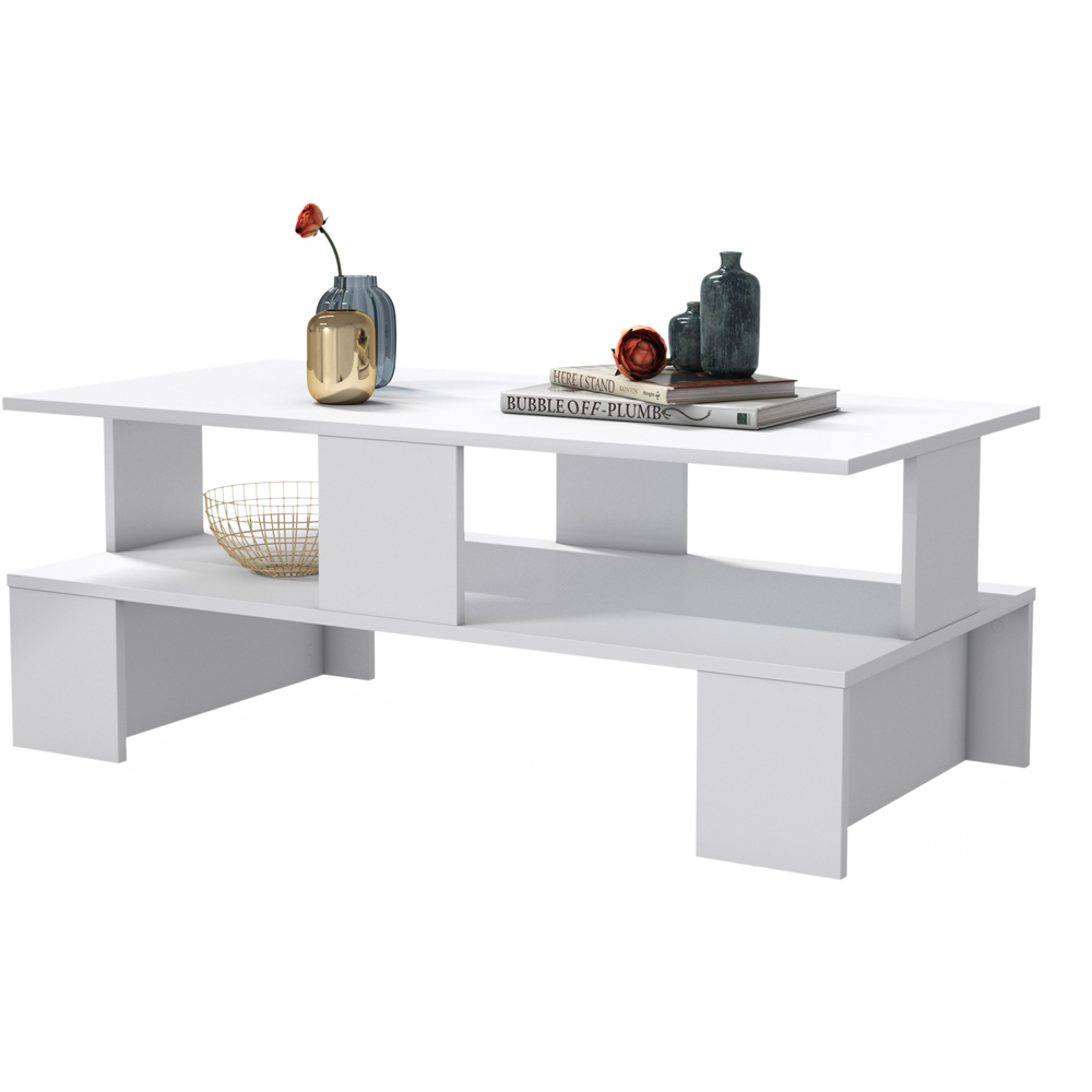 Decorotika Evans Single Shelf White Coffee Table Image 4