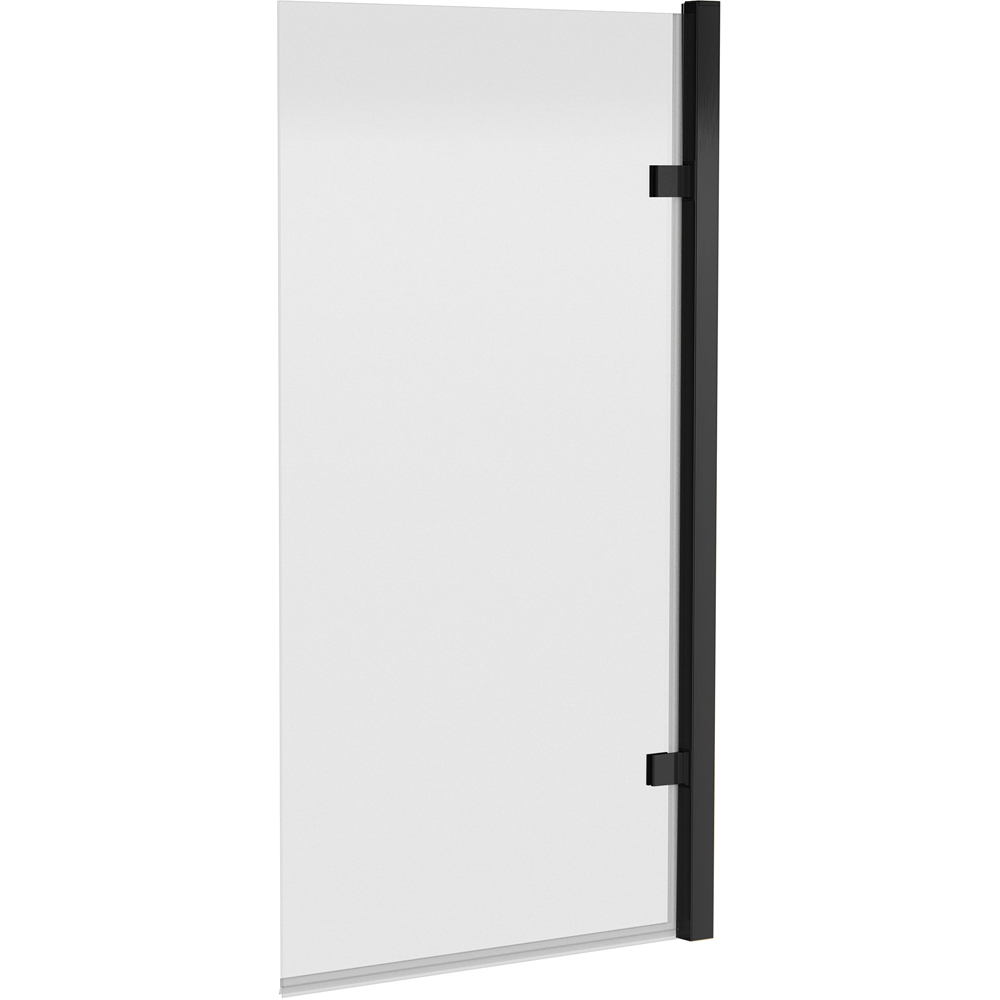 nuie Matt Black Hinged Square Shower Bath Screen 830mm Image 1
