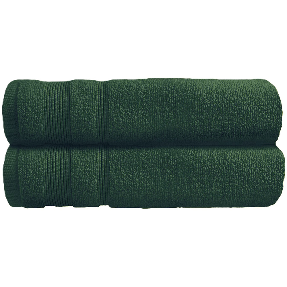 Allure Bath Fashions Luxury Zero Twist Egyptian Cotton Dark Green Bath Towel 70 x 120cm 2 Pack Image 1