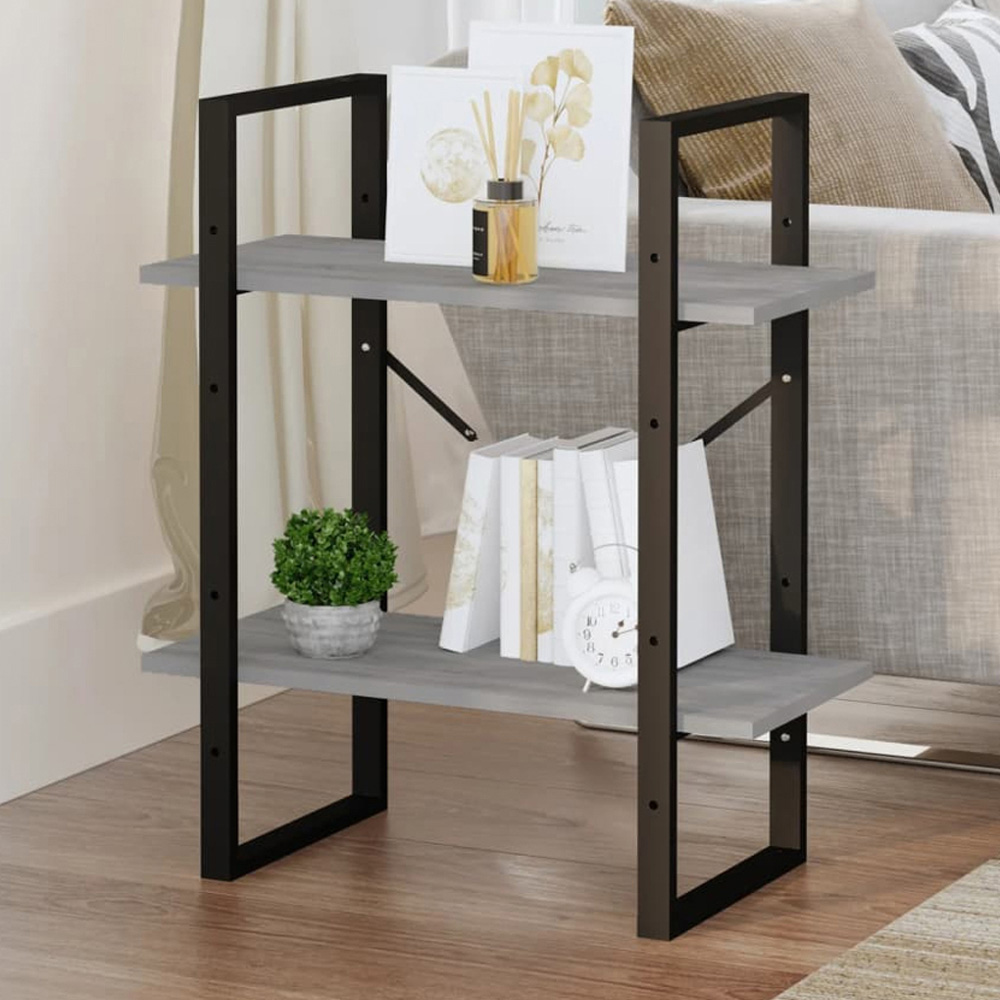 vidaXL 2 Shelf Brown Oak Bookcase Image 1