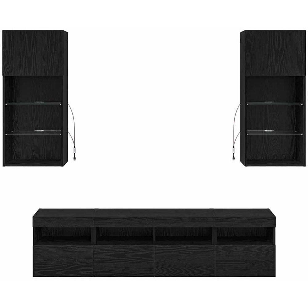 vidaXL LED Black Oak TV Wall Unit Image 7
