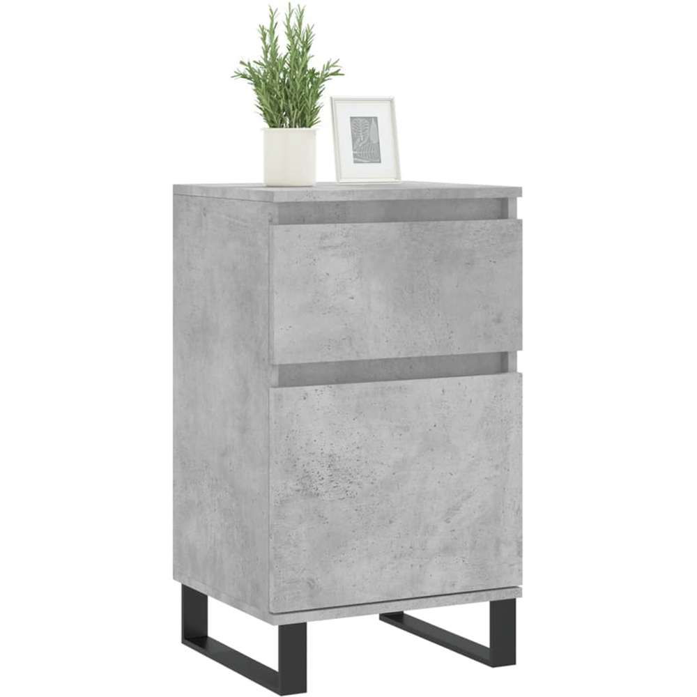 vidaXL Single Door Single Drawer Concrete Grey Wooden Sideboard Set of 2 Image 3