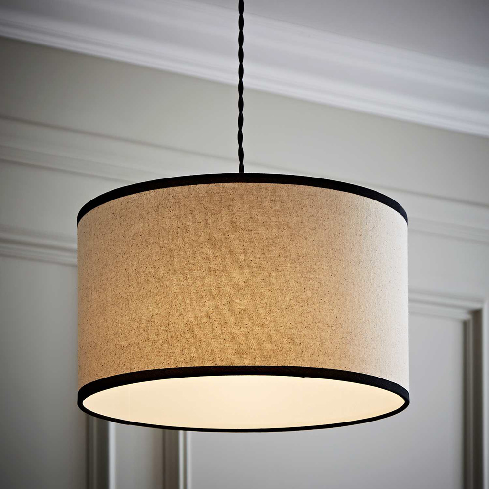 ValueLights Eva Linen Medium Drum Shade with Black Trim Image 2