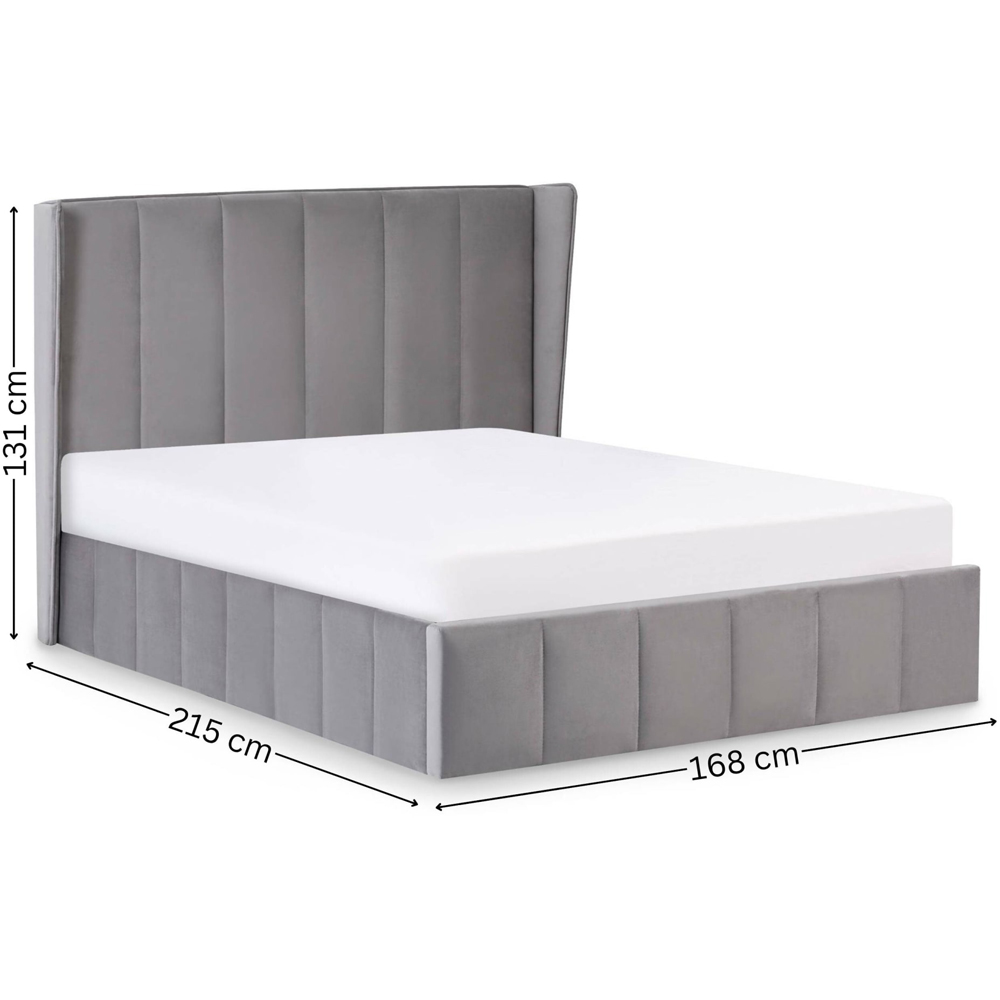 Julian Bowen Katie King Size Grey Velvet Lift-Up Ottoman Bed Frame with Winged Headboard Image 9