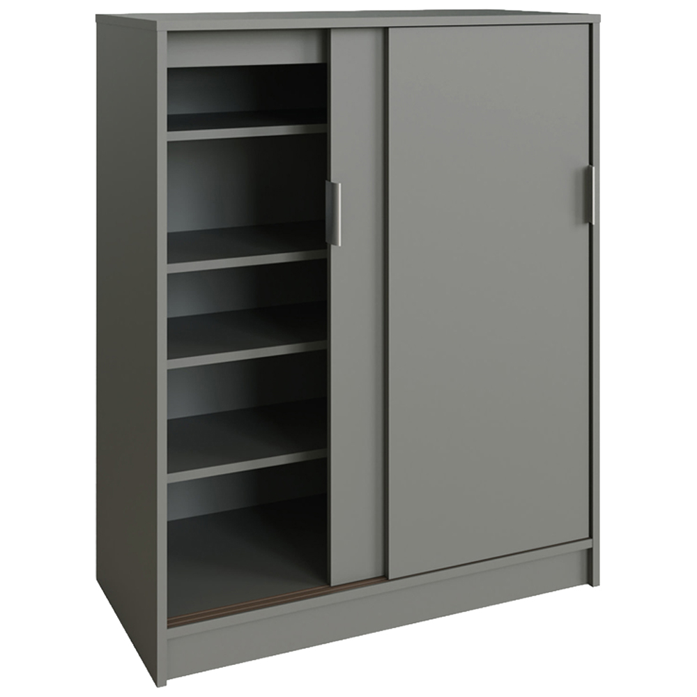 GFW Leighton 2 Sliding Door Grey Shoe Cabinet Image 6