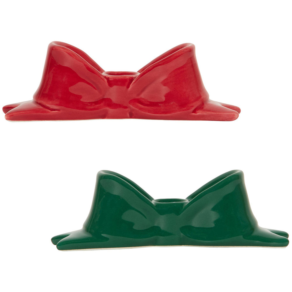 Bow Taper Christmas Candle Holder Image 1
