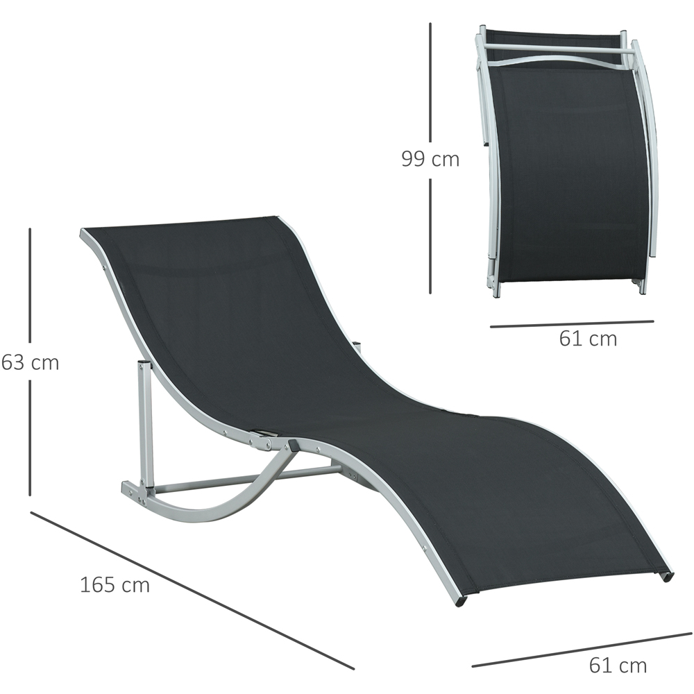 Outsunny Set of 2 Dark Grey S shaped Foldable Sun Lounger Image 7
