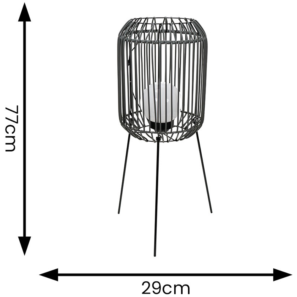ValueLights Black Squat Tripod Solar Powered Outdoor Floor Lamp with Globe Bulb Image 3