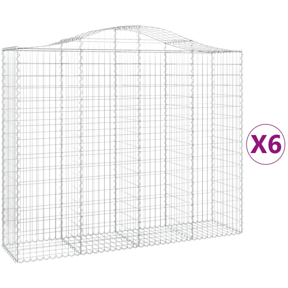 vidaXL Silver Galvanised Iron Arched Gabion Basket 200 x 50 x 160/180cm 6 Pack Image 4