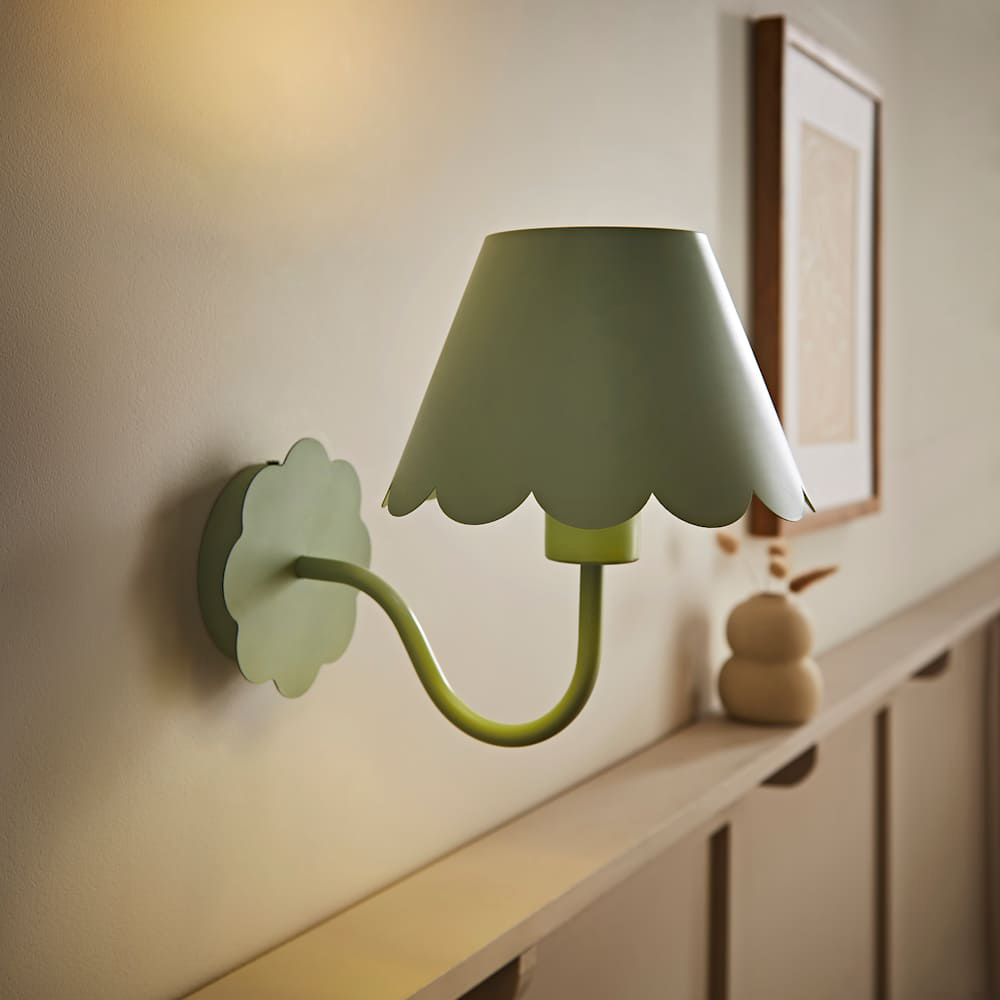 ValueLights Hallie Green Scallop Rechargeable Wall Light 2 Pack Image 6