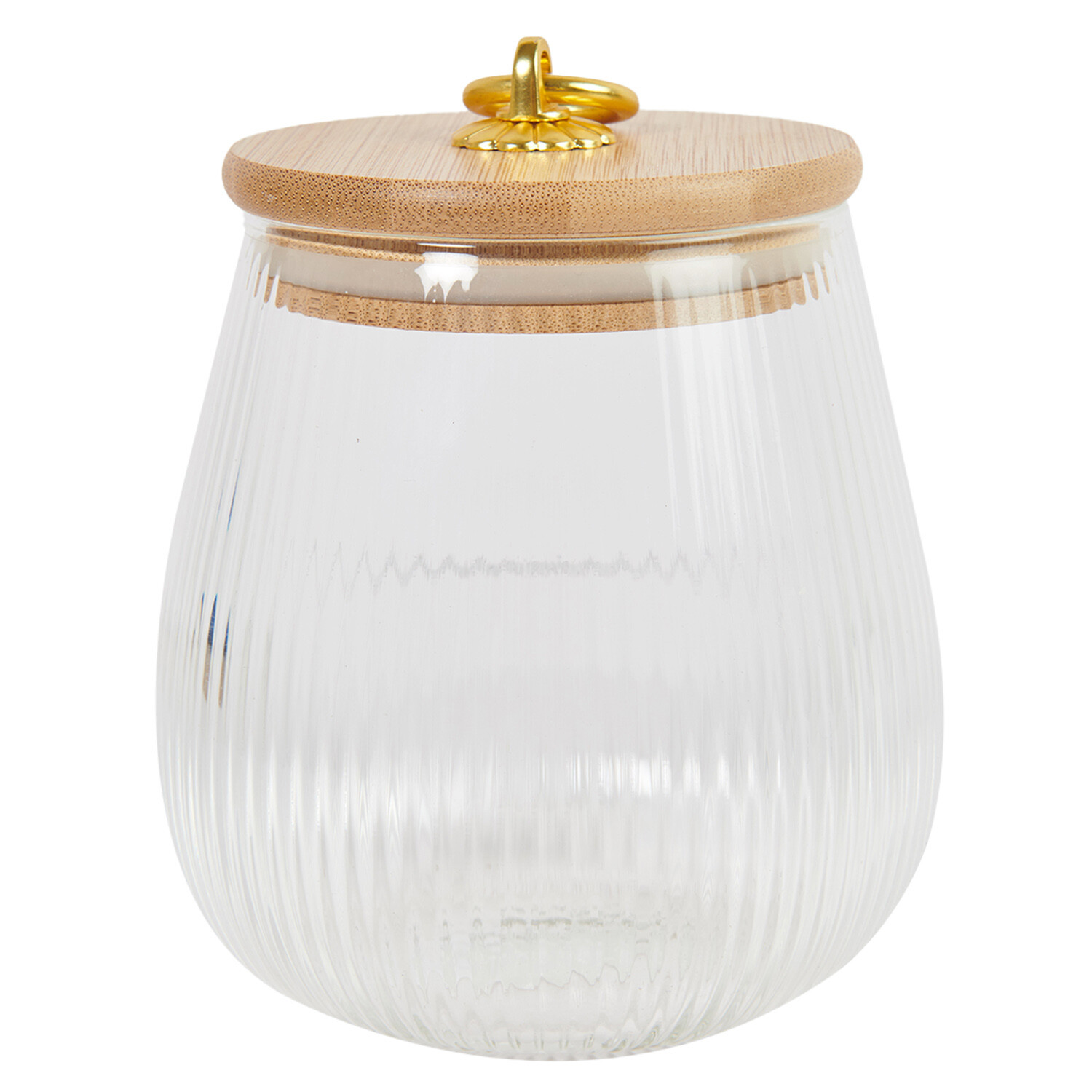 Gold Bamboo Lid Jar 750ml - Clear and Gold Image 2