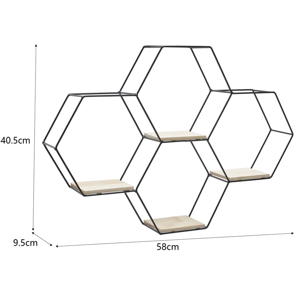 Living and Home 4 Shelf Hexagon Floating Decorative Wall Shelf Image 7