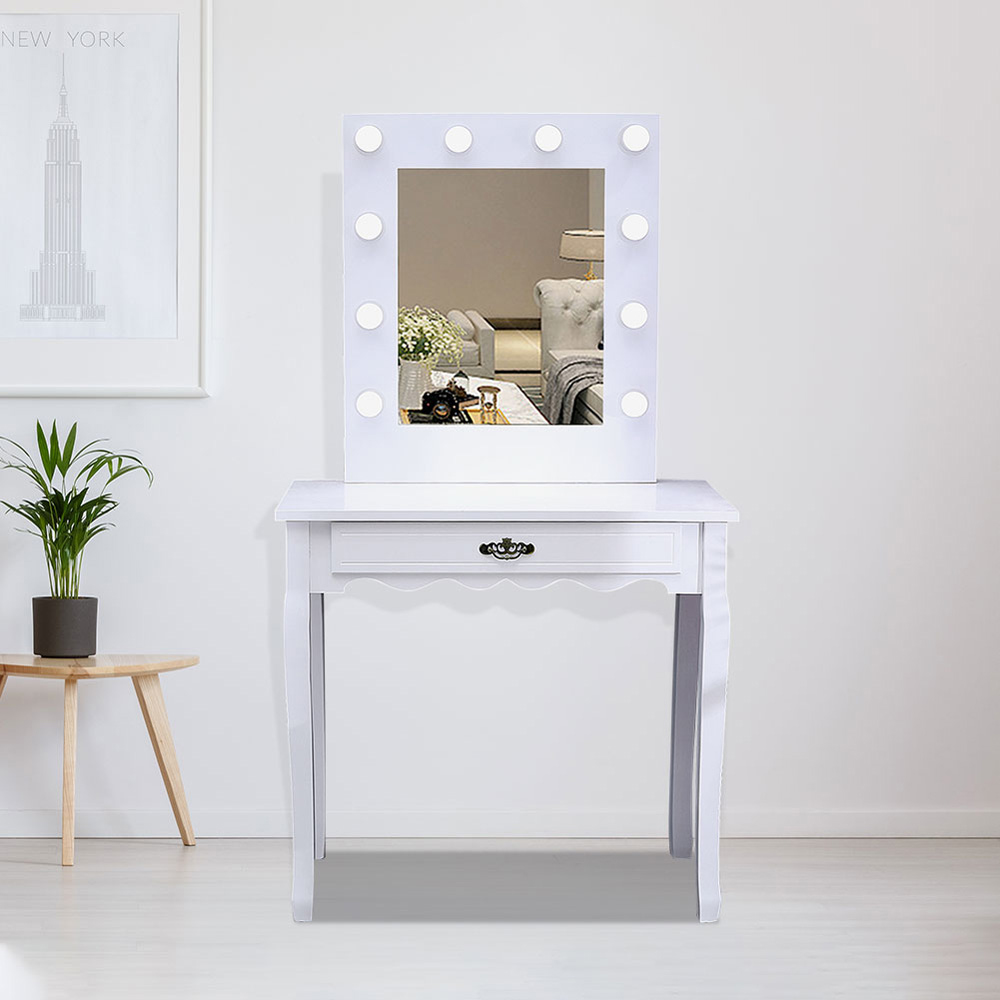 Living and Home White Vanity Dressing Table With Led Mirror Image 5